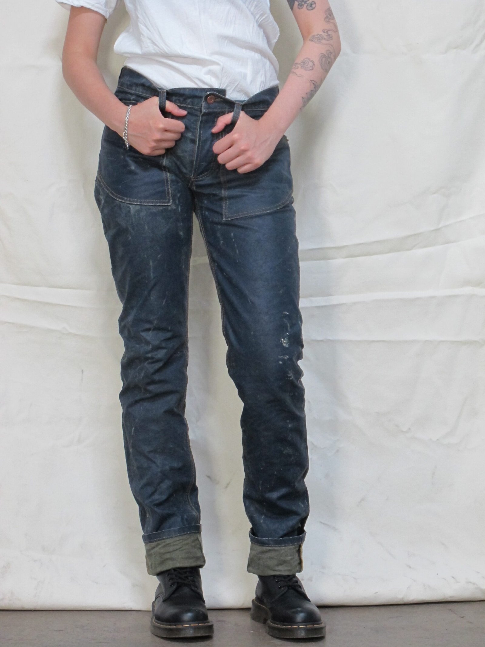 "Leevice" Acrylic Painted Indigo Jeans - Image 3